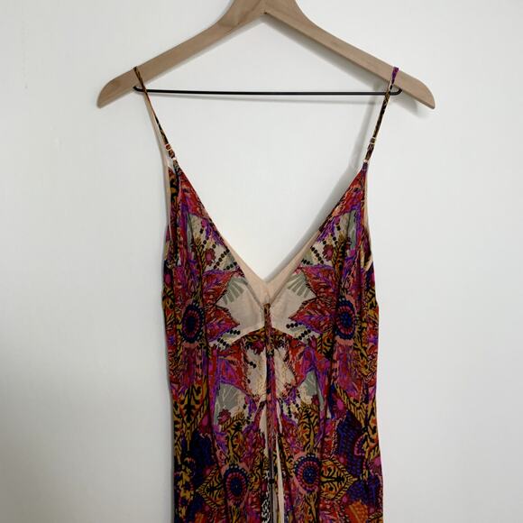Free People Wildflower Print Maxi Slip Dress Ivory Tea Combo Boho Pink Womens - Picture 11 of 15